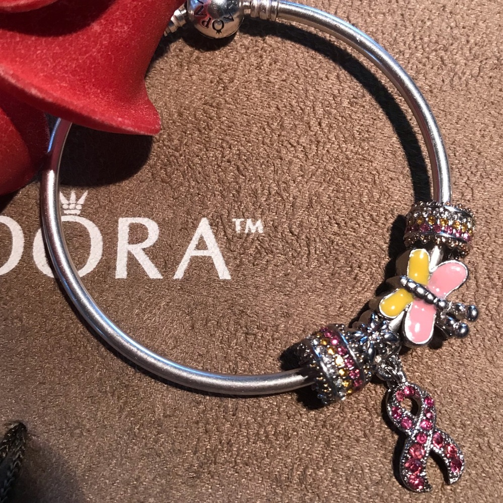 Breast cancel barrel rhinestone charm